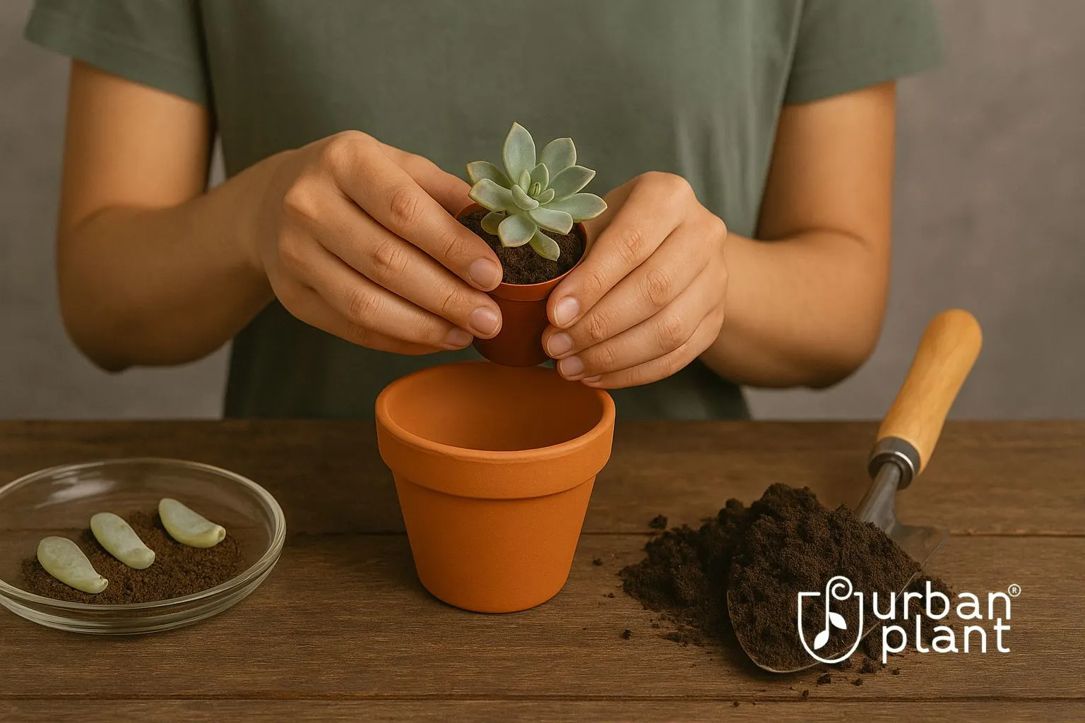 Propagation and repotting succulents with soil, cuttings, and terracotta pots – Urban Plant